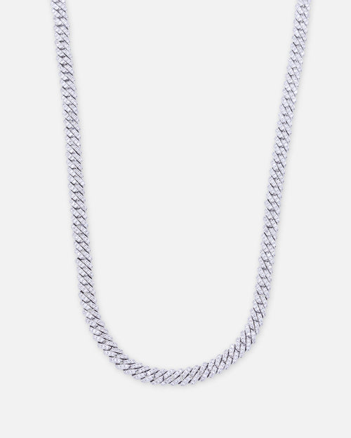 Saint Morta 6mm Iced Cuban Prong Chain Iced White Gold