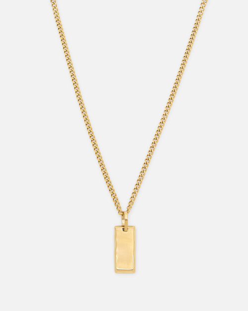 Saint Morta Carved Tag Necklace Gold