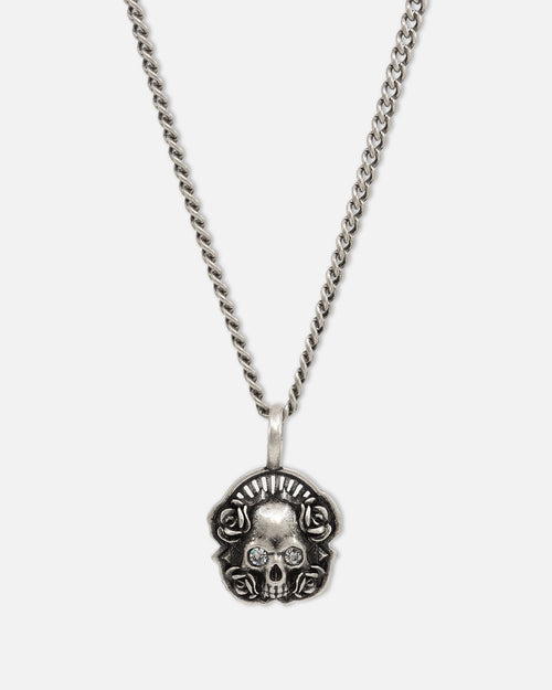 Saint Morta Skull And Roses Necklace Stainless Steel