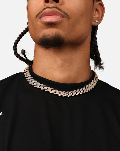 Saint Morta 18" 14mm Iced Interlink Chain Iced Gold