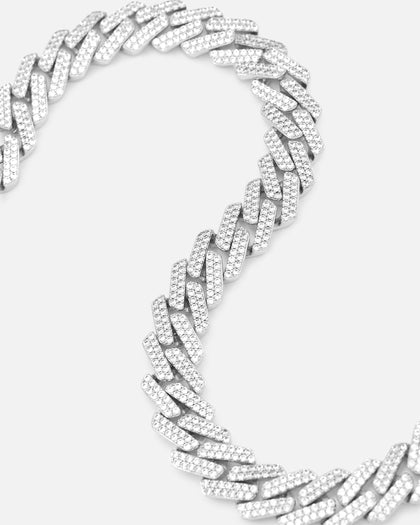 Saint Morta 18" 14mm Iced Interlink Chain Iced White Gold