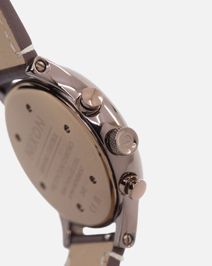 Nixon Station Chrono Leather Watch Chocolate/ Cappuccino Brown