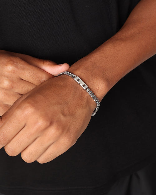 Guess Mainline Link City 6mm Diamond Cut Bracelet Silver