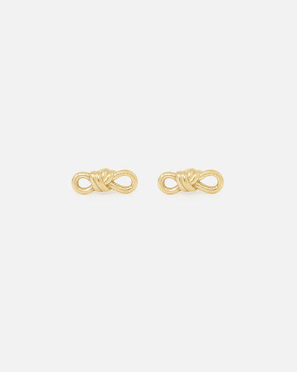Guess Mainline Women's Modern Love 20mm Knot Stud Earrings Yellow Gold