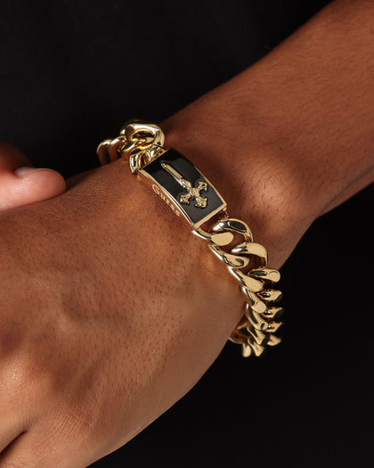 Guess Mainline South Alameda Shield Tag Bracelet Yellow Gold