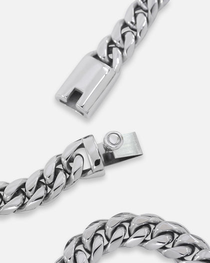 Saint Morta 10mm Cuban Chain White Gold