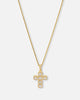 Saint Morta Iced Cushion Cross Pendant Iced Gold
