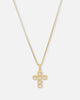 Saint Morta Iced Cushion Cross Pendant Iced Gold
