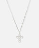Saint Morta Iced Cushion Cross Pendant Iced White Gold
