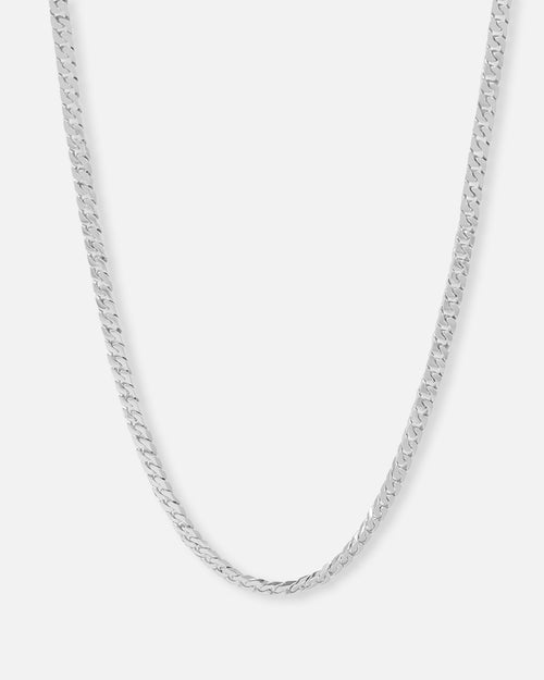 Saint Morta Flat Faced Curb Chain White Gold