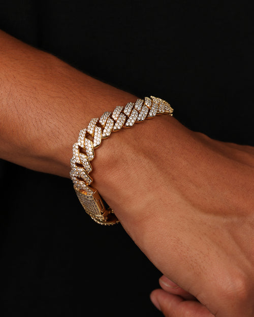 Saint Morta 14mm Interlink Bracelet Iced Gold