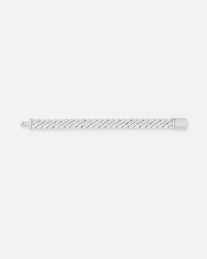 Saint Morta 14mm Interlink Bracelet Iced White Gold