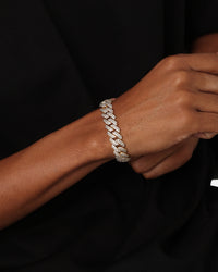 Saint Morta 14mm Interlink Bracelet Iced White Gold