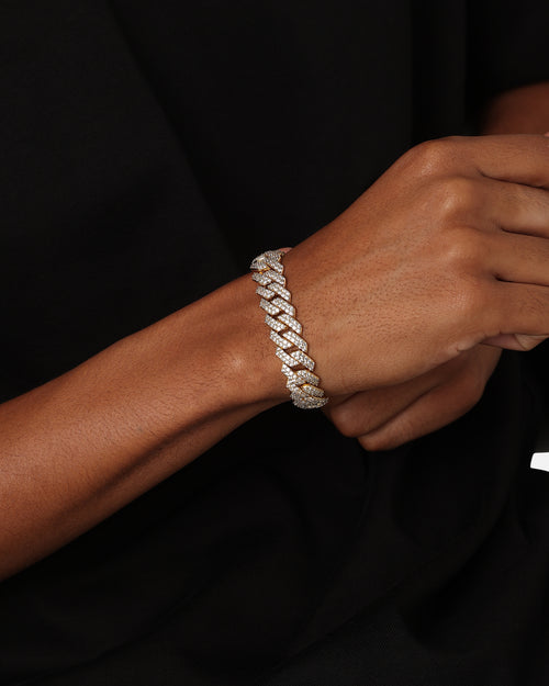 Saint Morta 14mm Interlink Bracelet Iced White Gold