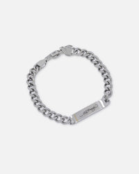 Ed Hardy Scroll Logo Curb Chain Bracelet Silver