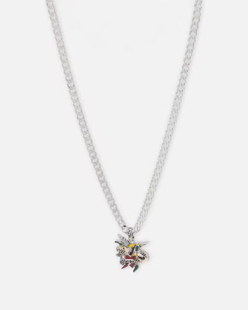 Ed Hardy Heart & Dagger Necklace Silver