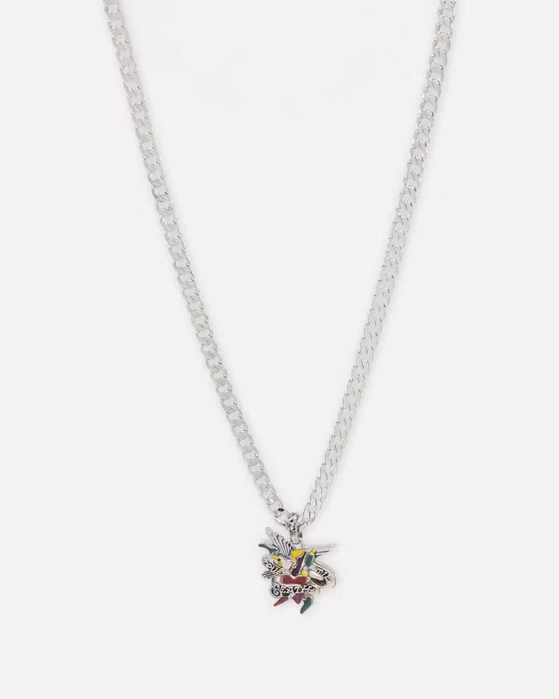 Ed Hardy Heart & Dagger Necklace Silver