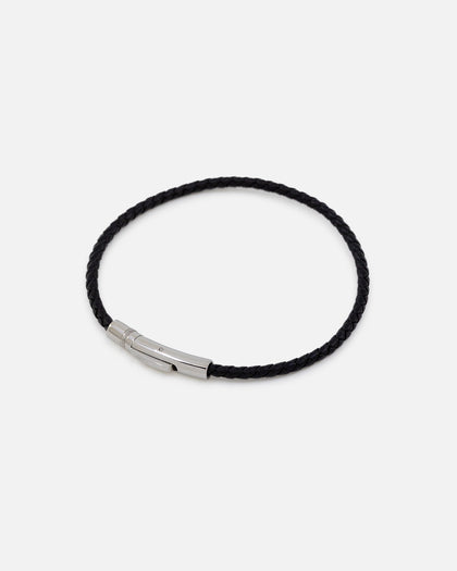 Saint Morta Tied Leather Bracelet Black/White Gold