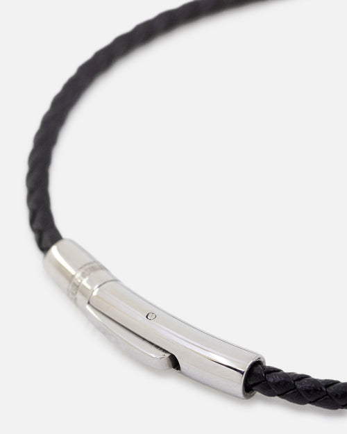 Saint Morta Tied Leather Bracelet Black/White Gold