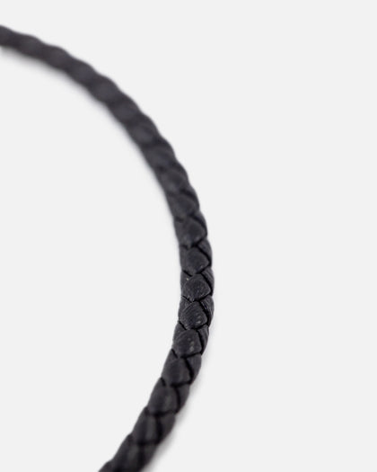 Saint Morta Tied Leather Bracelet Black/White Gold