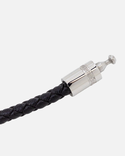 Saint Morta Tied Leather Bracelet Black/White Gold