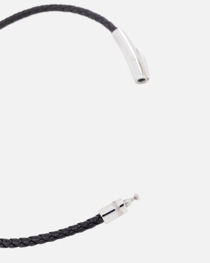 Saint Morta Tied Leather Bracelet Black/White Gold