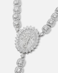 Saint Morta 6mm Iced Tennis Cross Chain White Gold