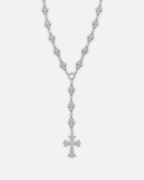 Saint Morta Rosary Cross Chain White Gold