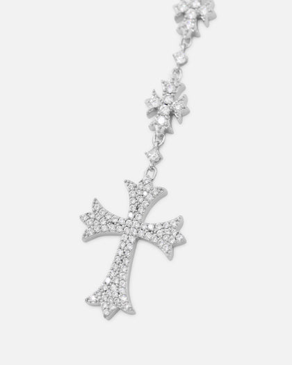 Saint Morta Rosary Cross Chain White Gold