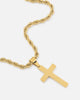 Saint Morta Cross Pendant Rope Chain & Bracelet Bundle Gold