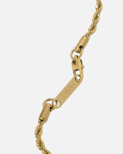 Saint Morta Cross Pendant Rope Chain & Bracelet Bundle Gold