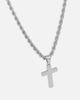 Saint Morta Cross Pendant Rope Chain & Bracelet Bundle White Gold