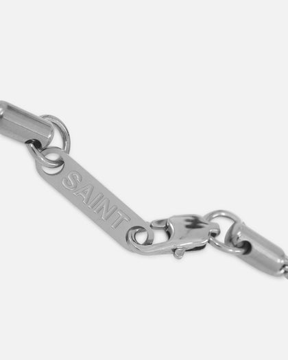 Saint Morta Cross Pendant Rope Chain & Bracelet Bundle White Gold