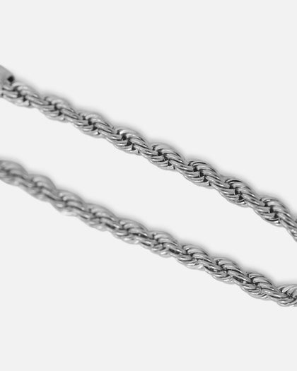 Saint Morta Cross Pendant Rope Chain & Bracelet Bundle White Gold