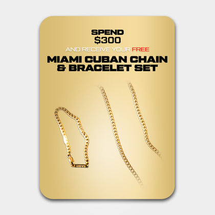 Saint Morta Miami Cuban Chain & Bracelet Bundle Gold