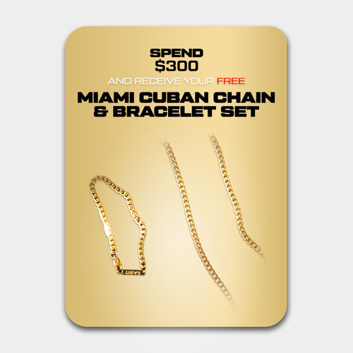 Saint Morta Miami Cuban Chain & Bracelet Bundle Gold