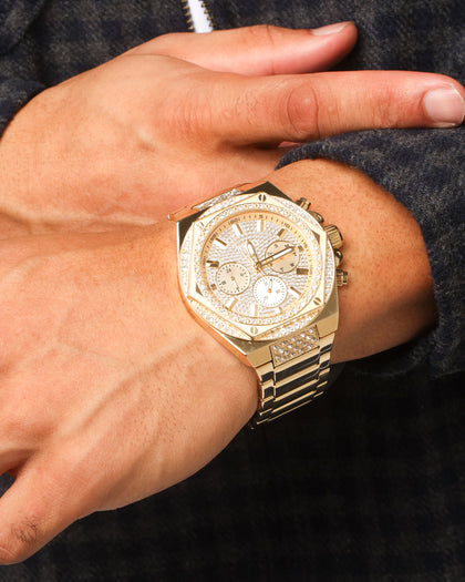 Guess Mainline Fury Glitz Bracelet Watch Gold