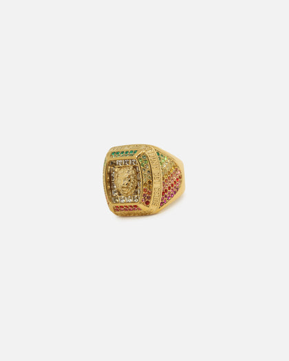 Guess Mainline 14mm Lion Pave Signet Ring Gold