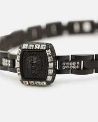 Guess Mainline 16mm Lion Crystal Bracelet Silver