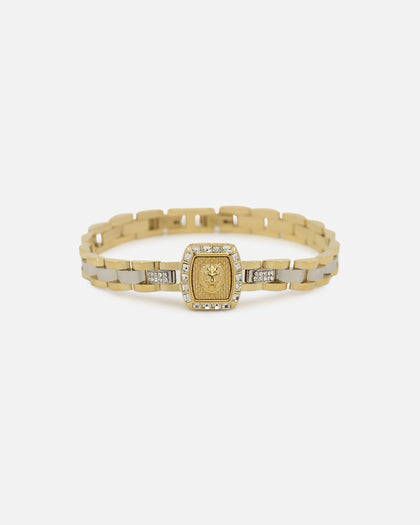 Guess Mainline 16mm Lion Crystal Bracelet Gold