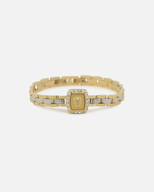 Guess Mainline 16mm Lion Crystal Bracelet Gold