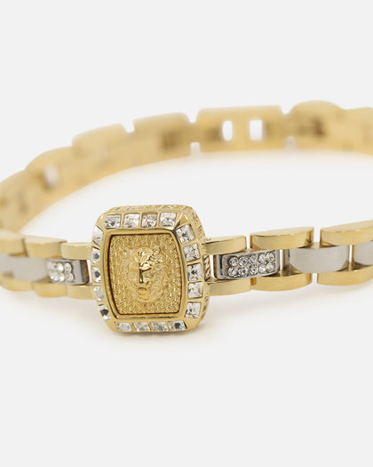 Guess Mainline 16mm Lion Crystal Bracelet Gold