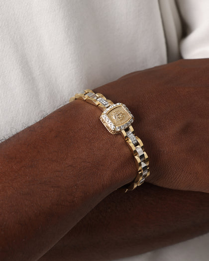 Guess Mainline 16mm Lion Crystal Bracelet Gold