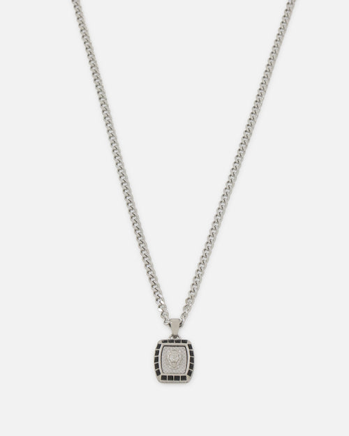 Guess Mainline 21" Lion 16mm Charm Necklace Silver