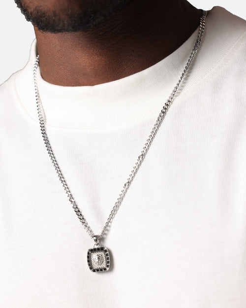 Guess Mainline 21" Lion 16mm Charm Necklace Silver