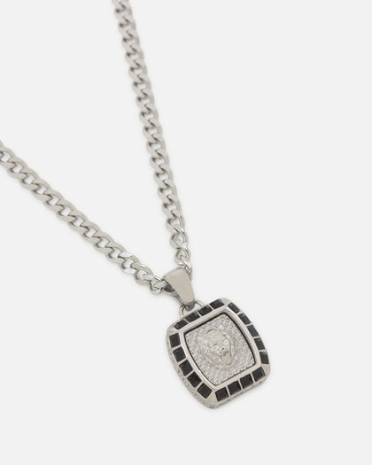 Guess Mainline 21" Lion 16mm Charm Necklace Silver