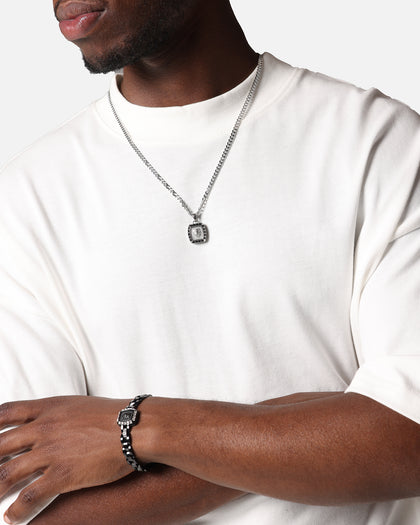 Guess Mainline 21" Lion 16mm Charm Necklace Silver