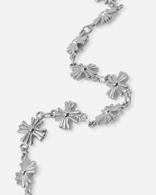 Saint Morta Chrome Cross Chain Necklace White Gold