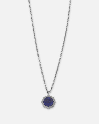Saint Morta Lapis Octagon Pendant Chain White Gold