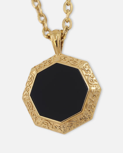 Saint Morta Onyx Octagon Pendant Chain Gold